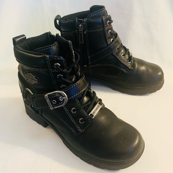 Harley-Davidson Tegan Heeled Leather Lace Up Boots - Picture 9 of 12